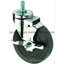 4inch Biaxial Black Rubber Thread Caster Wheels with Brake